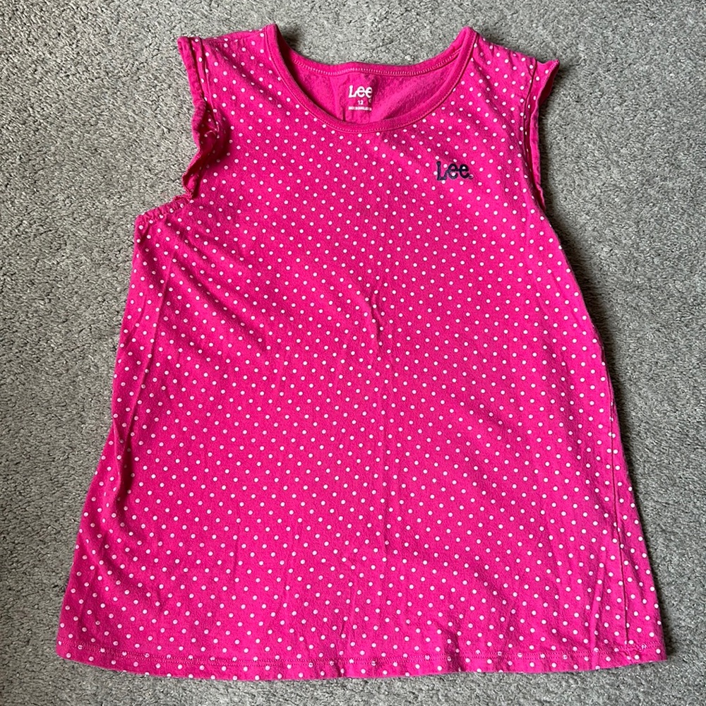 Girls pink polka dot tank top